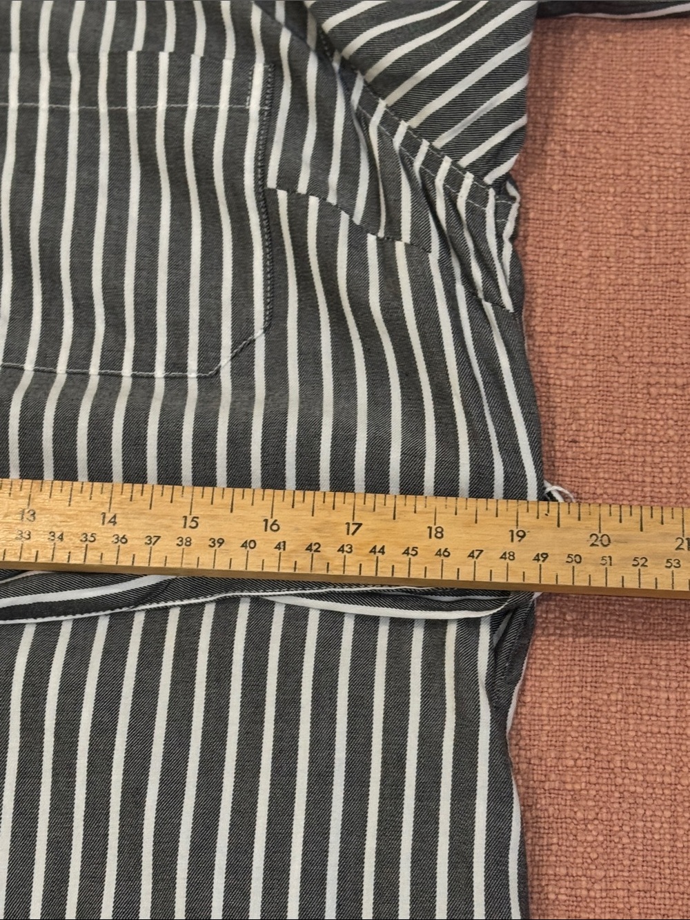 Black White Striped Shirt Dress - midi with fabric belt - Picture 9 of 16
